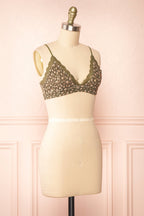 Distyle Green | Floral Mesh Bralette w/ Lace