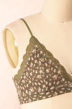 Distyle Green | Floral Mesh Bralette w/ Lace