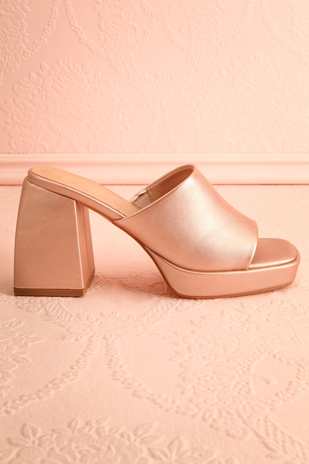 Dorisse Rose Gold | Heeled Mules