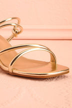 Elayna Gold | Block Heel Sandals with Knot on Inner Straps