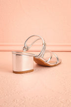 Elayna Silver | Block Heel Sandals with Knot on Inner Straps