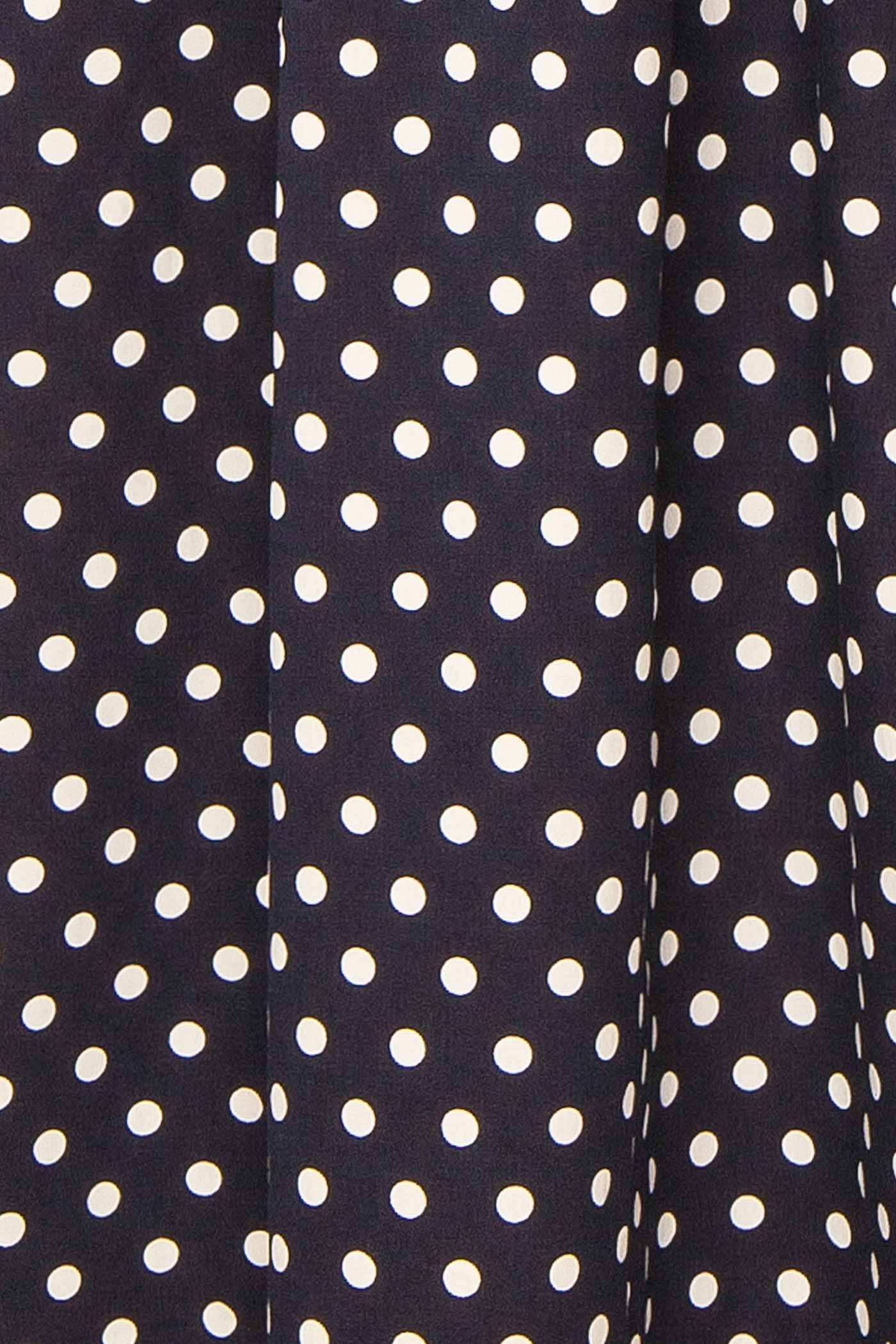 Fatiana | Navy Polka Dot Midi Dress with Empire Waist