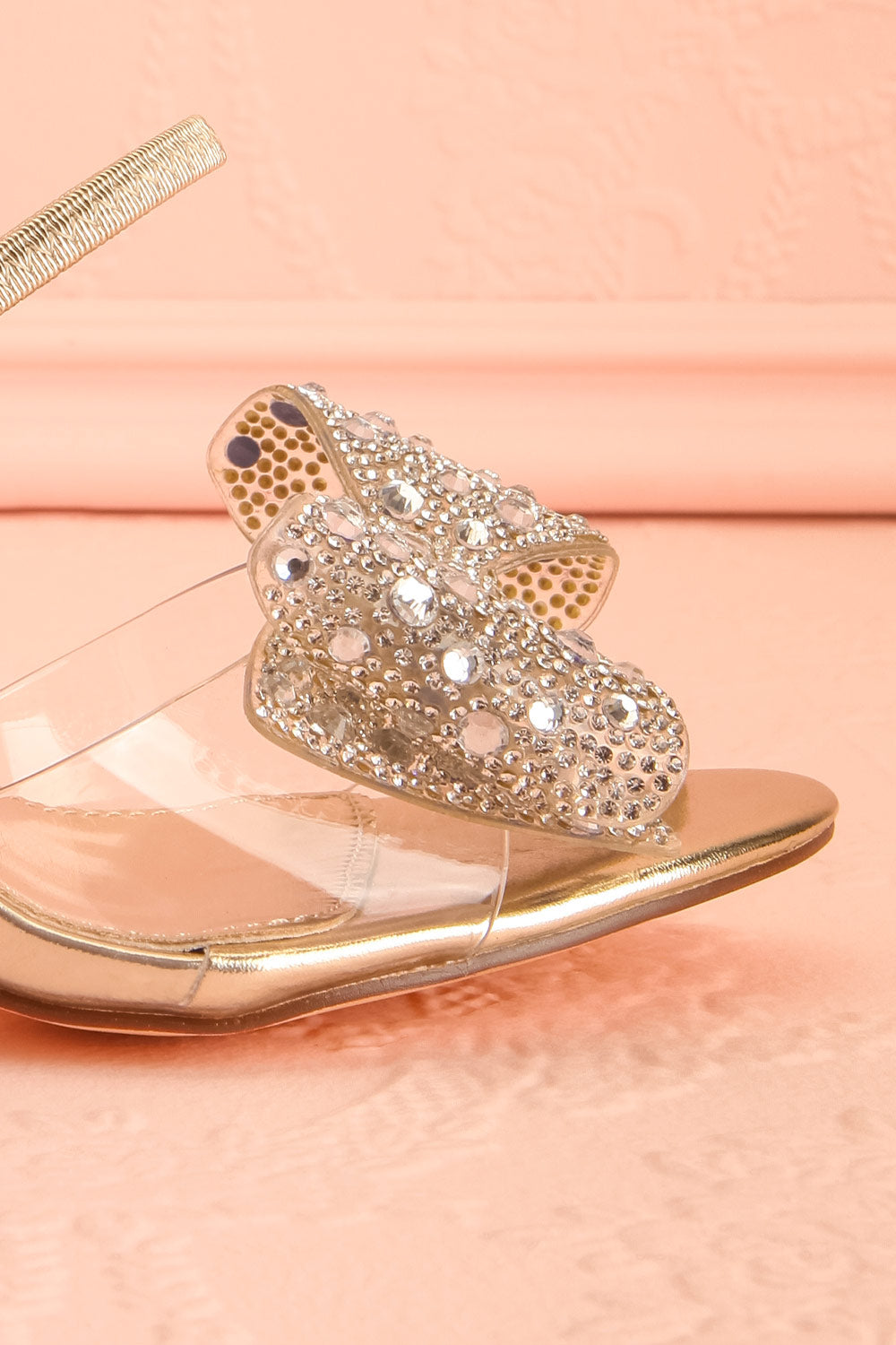 Fonda | Gold Heel Sandals with Bows