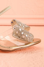 Fonda | Gold Heel Sandals with Bows