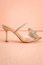 Fonda | Gold Heel Sandals with Bows