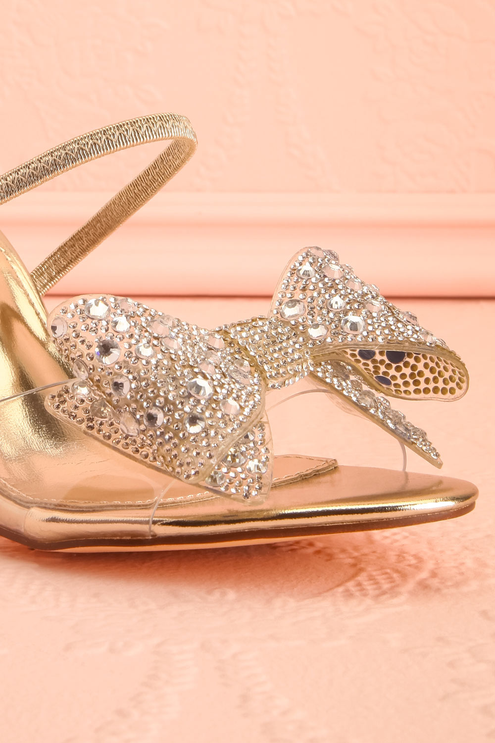 Fonda | Gold Heel Sandals with Bows