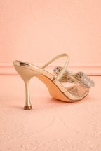 Fonda | Gold Heel Sandals with Bows