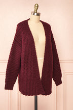 Francoise Burgundy | Knit Open-Front Cardigan