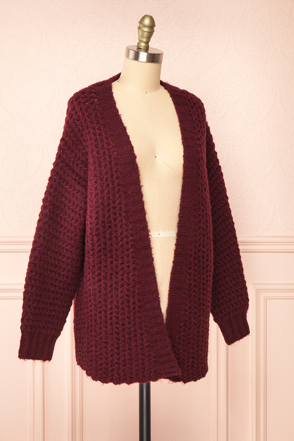 Francoise Burgundy | Knit Open-Front Cardigan
