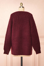Francoise Burgundy | Knit Open-Front Cardigan