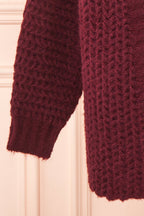 Francoise Burgundy | Knit Open-Front Cardigan