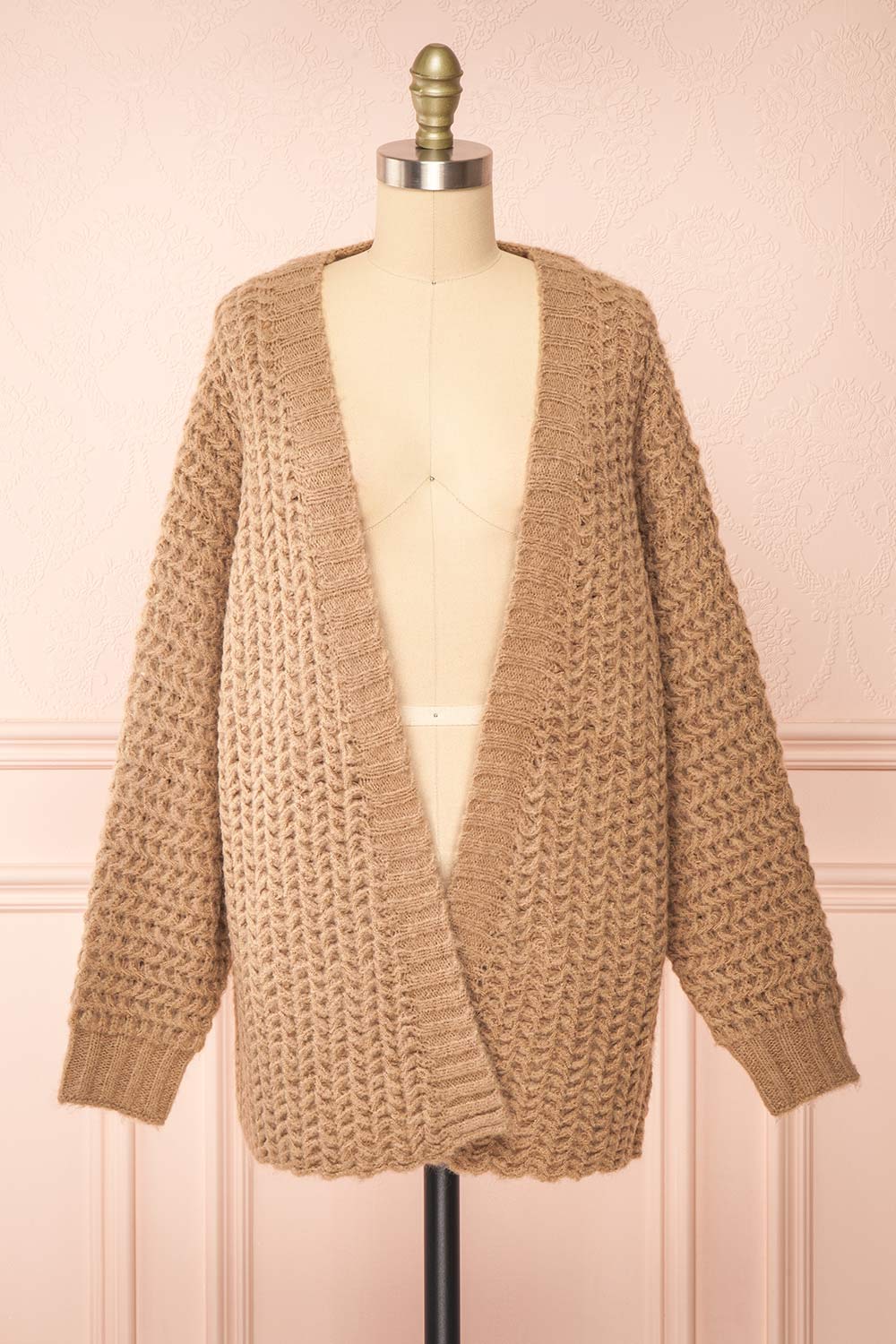 Francoise Taupe | Knit Open-Front Cardigan