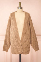 Francoise Taupe | Knit Open-Front Cardigan