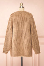 Francoise Taupe | Knit Open-Front Cardigan