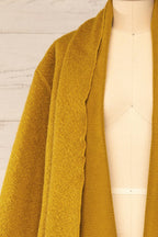 Funafuti Chartreuse | Long Open Felt Cardigan