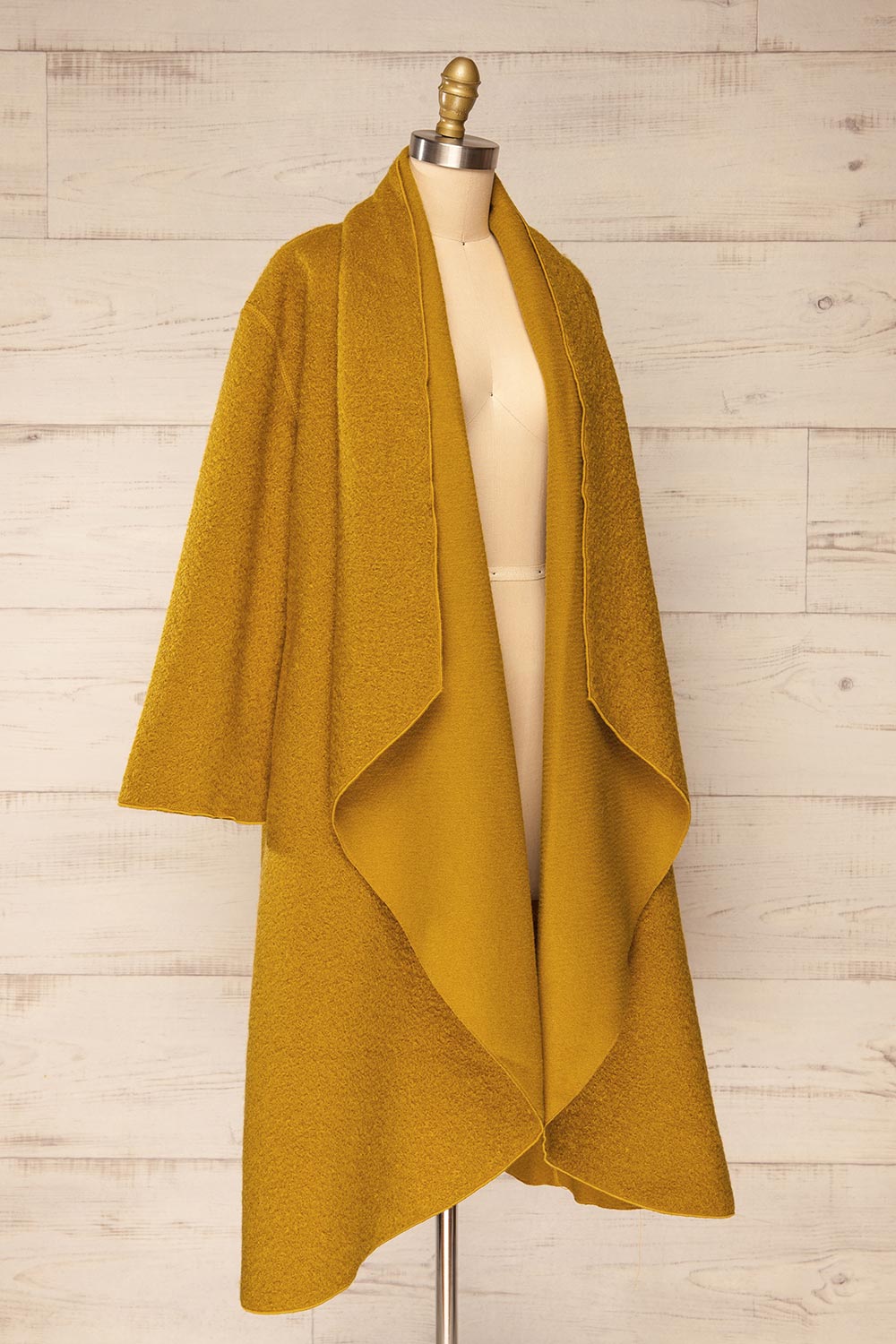 Funafuti Chartreuse | Long Open Felt Cardigan