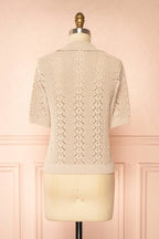 Gertie Beige | Openwork Short Sleeve Cardigan