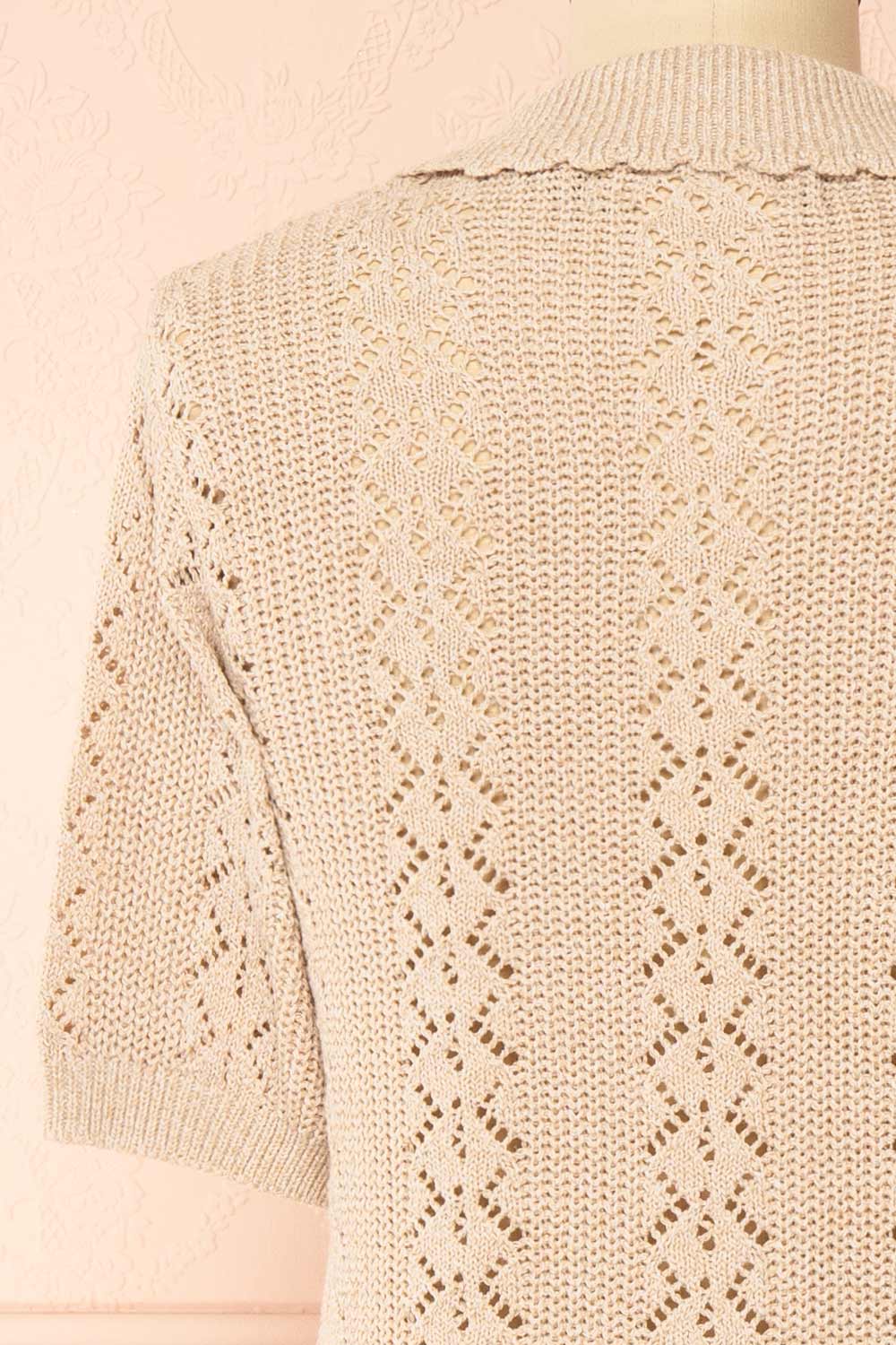 Gertie Beige | Openwork Short Sleeve Cardigan