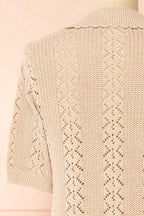 Gertie Beige | Openwork Short Sleeve Cardigan