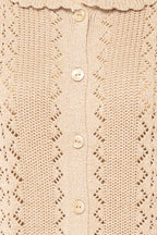 Gertie Beige | Openwork Short Sleeve Cardigan