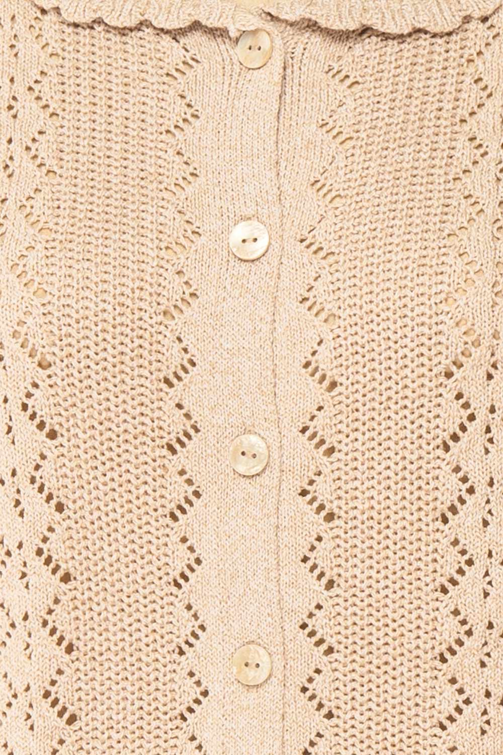 Gertie Beige | Openwork Short Sleeve Cardigan
