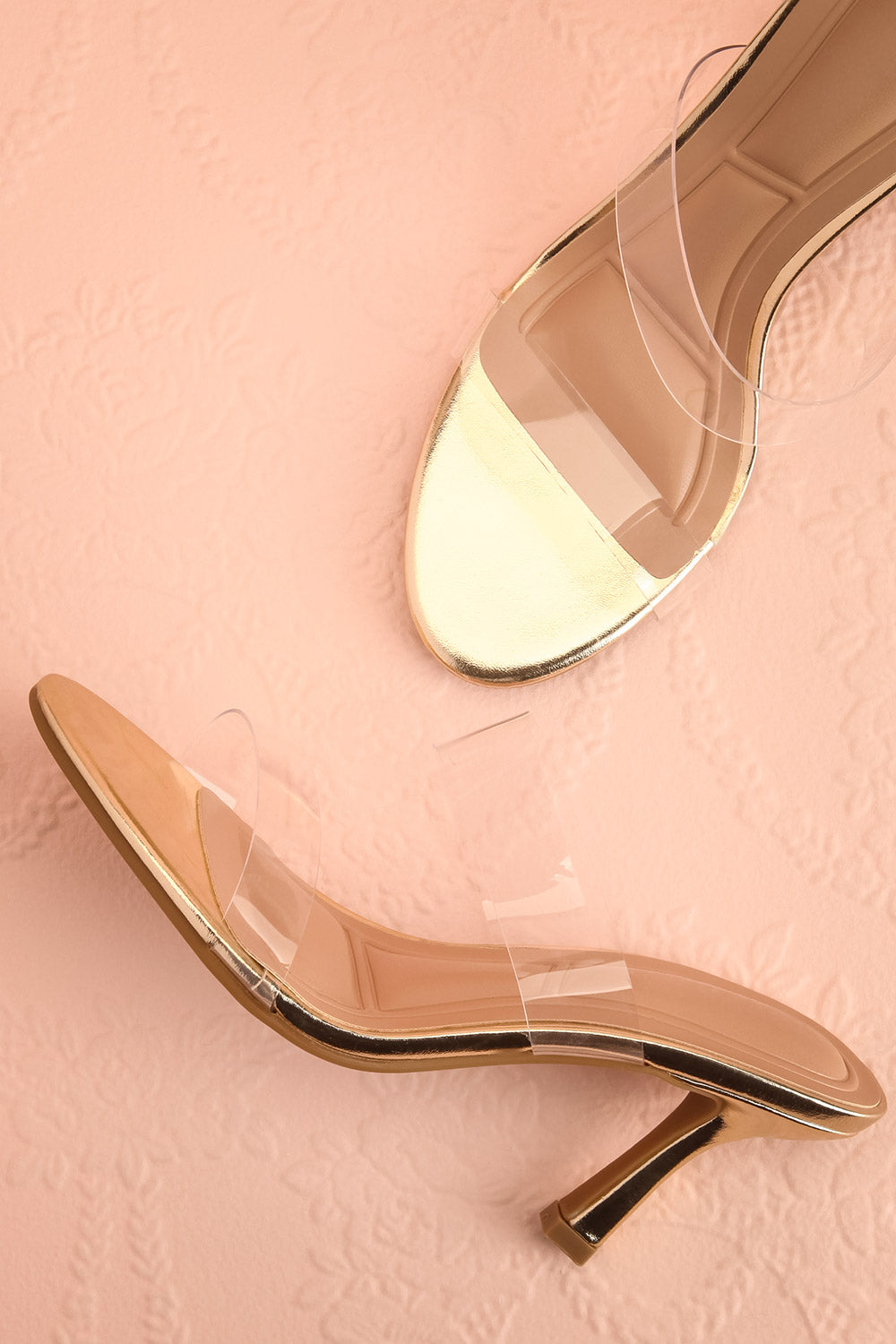 Goldor | Golden Heeled Sandal with Clear Straps