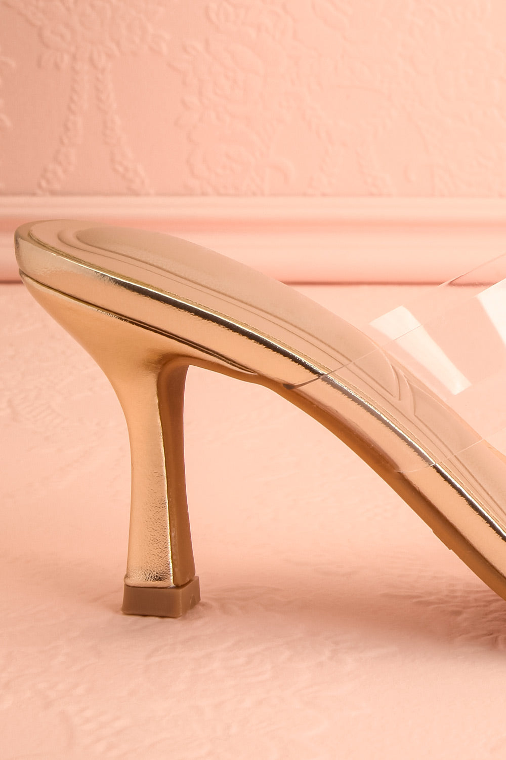 Goldor | Golden Heeled Sandal with Clear Straps