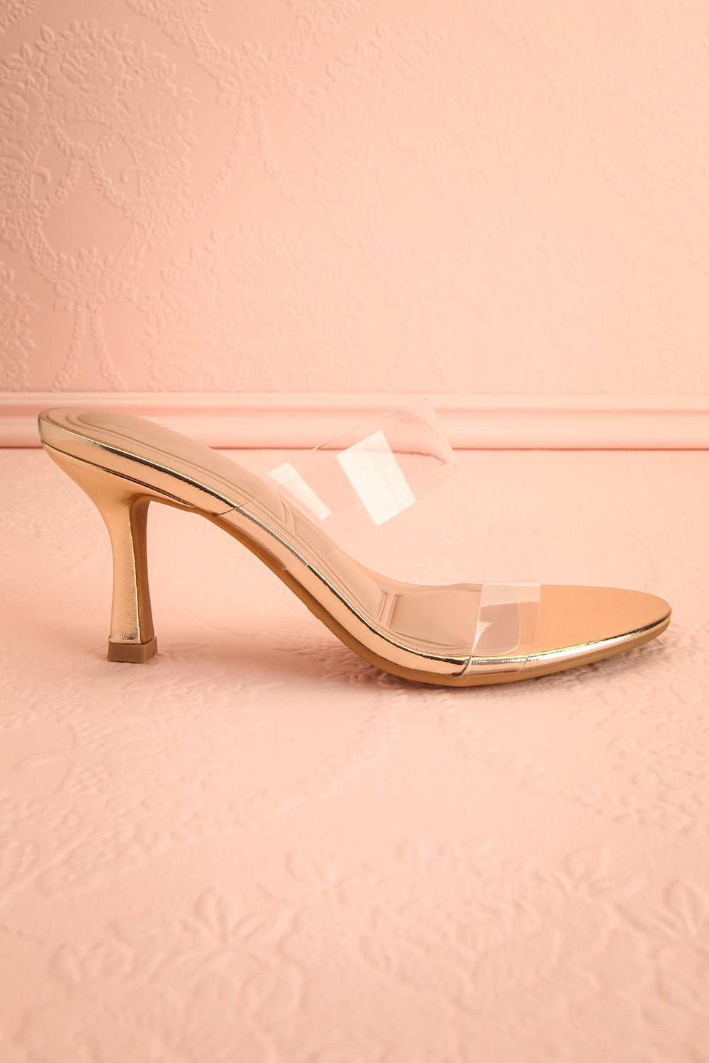 Goldor | Golden Heeled Sandal with Clear Straps