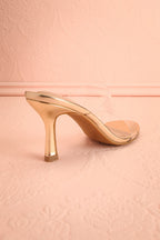Goldor | Golden Heeled Sandal with Clear Straps