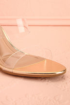 Goldor | Golden Heeled Sandal with Clear Straps