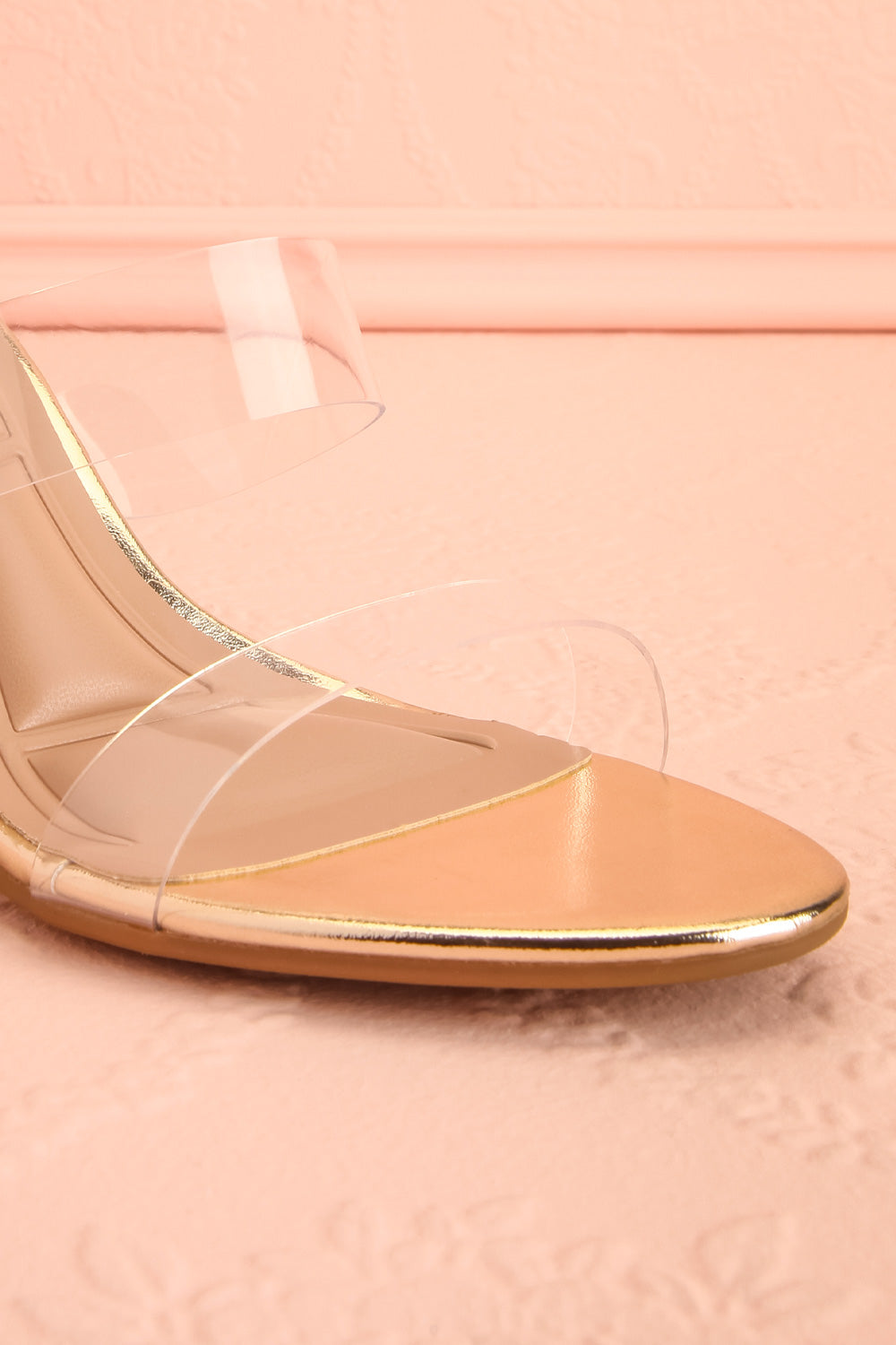 Goldor | Golden Heeled Sandal with Clear Straps