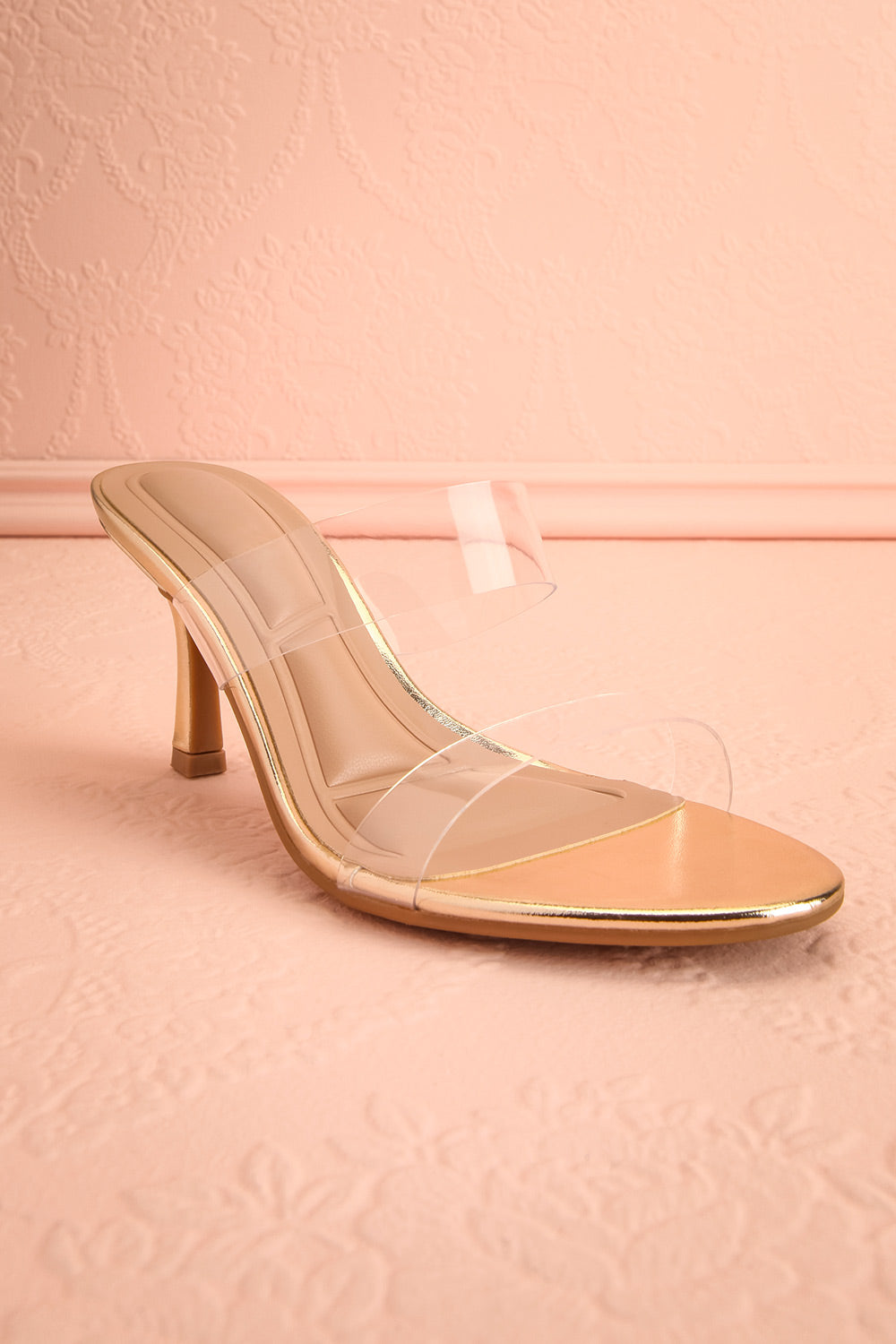 Goldor | Golden Heeled Sandal with Clear Straps
