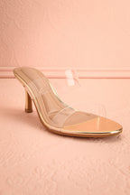 Goldor | Golden Heeled Sandal with Clear Straps