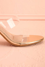 Goldor | Golden Heeled Sandal with Clear Straps