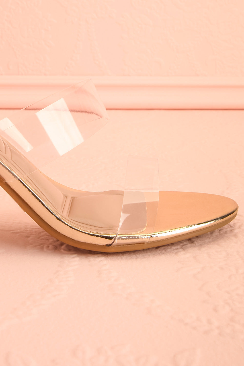 Goldor | Golden Heeled Sandal with Clear Straps