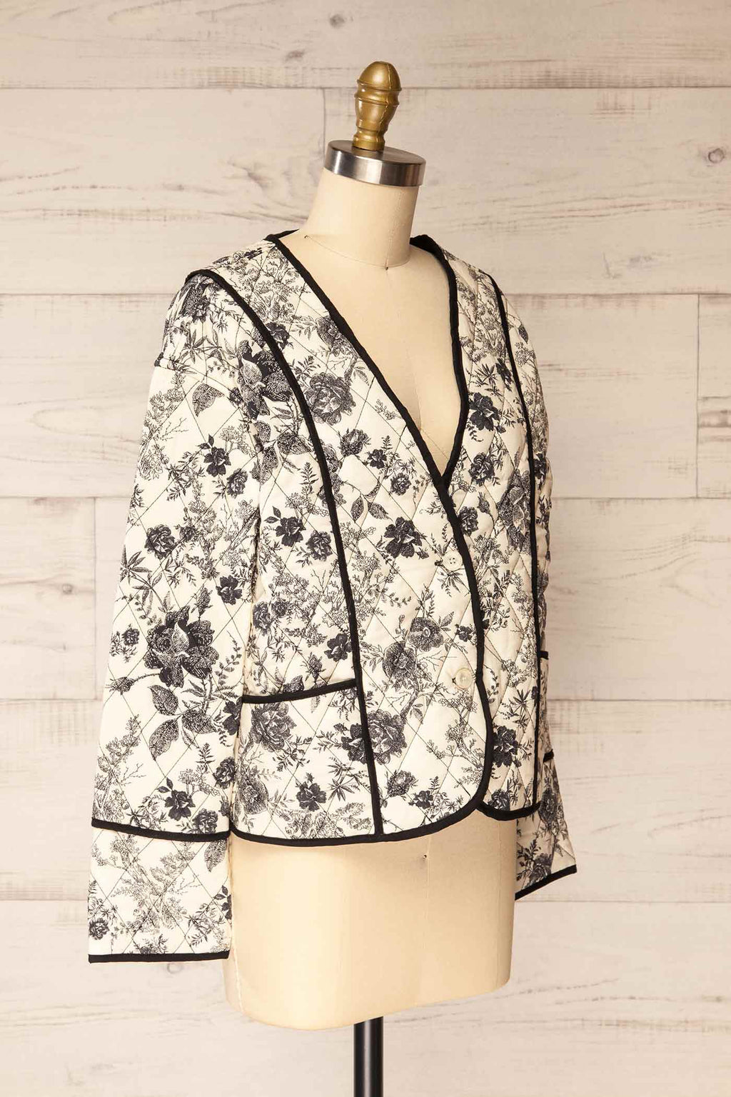 Gorizia | Quilted Floral Jacket with Contrast Trim