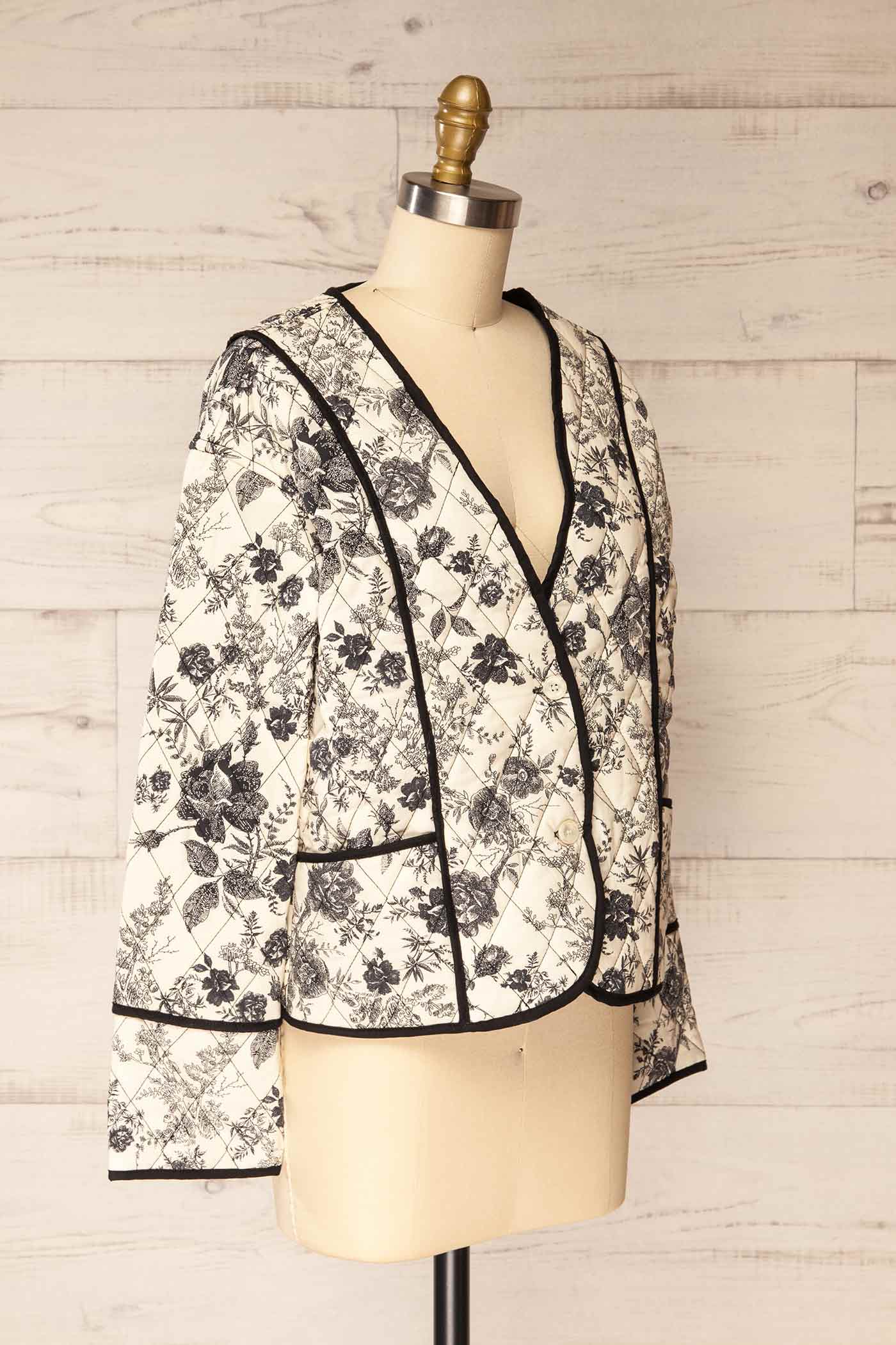 Gorizia | Quilted Floral Jacket with Contrast Trim