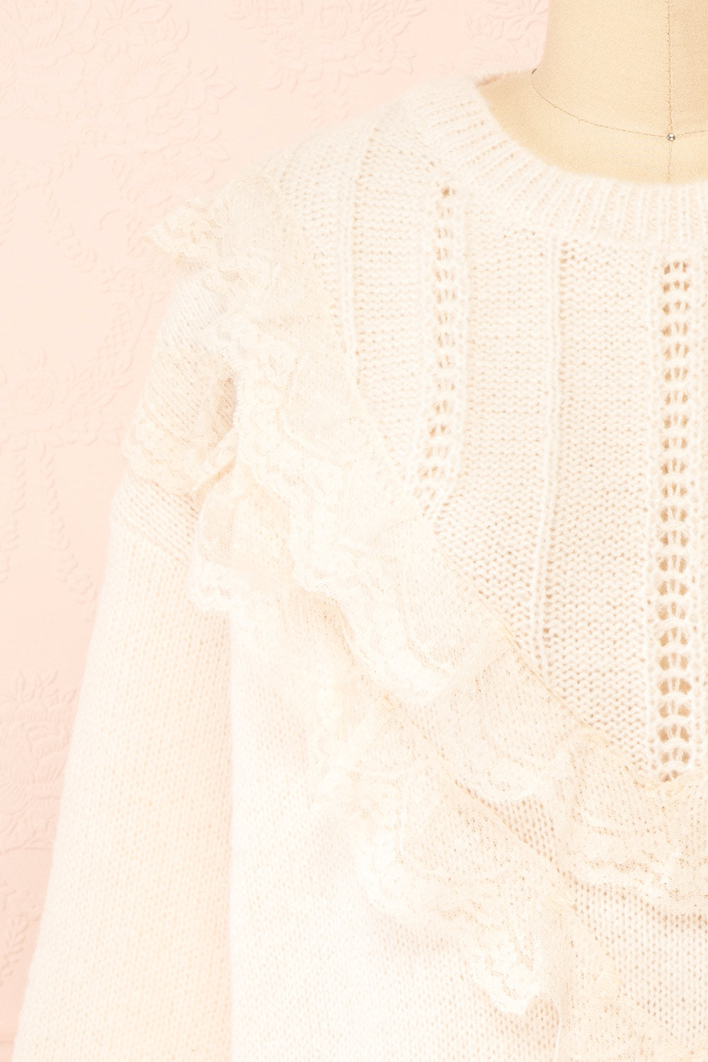 Ingrid | Knit Sweater w/ Ruffled Lace