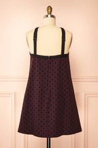 Isalda Purple | Polka Dot Mini Dress with Bow