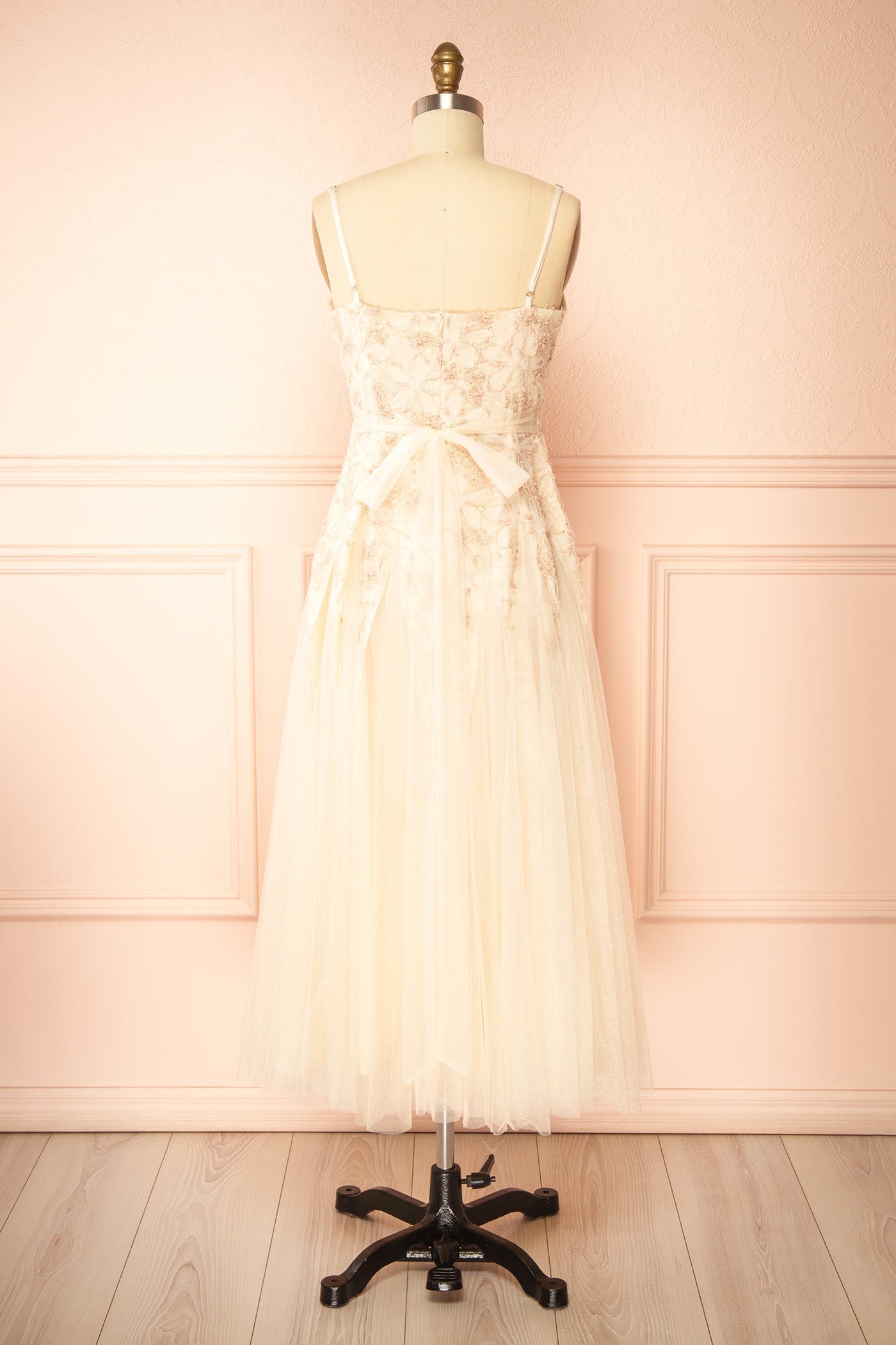 Jamie Pink | Midi Dress with Floral Lace