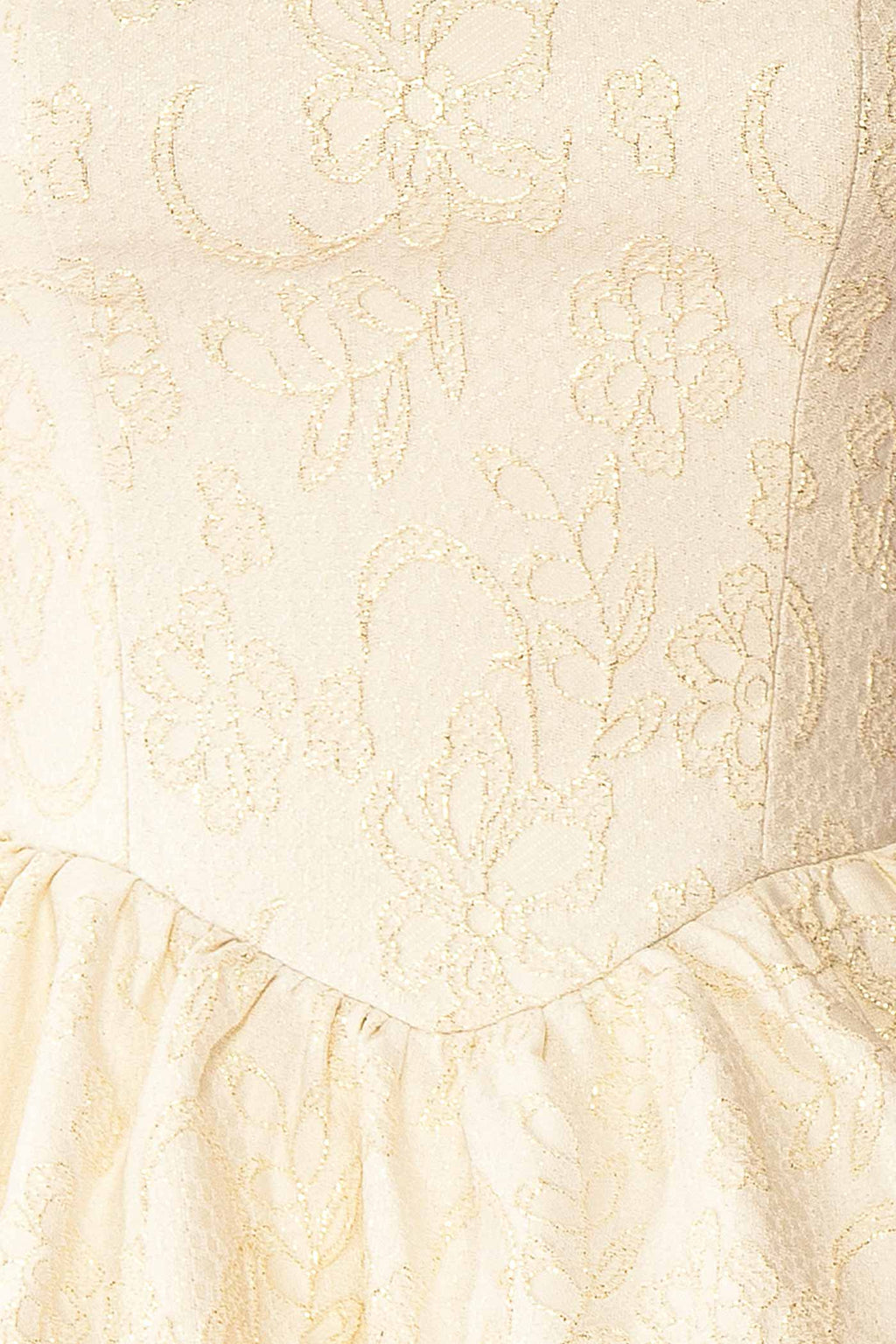 Kaeris Ivory | Floral Shimmering Jacquard High-Low Dress