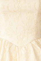 Kaeris Ivory | Floral Shimmering Jacquard High-Low Dress