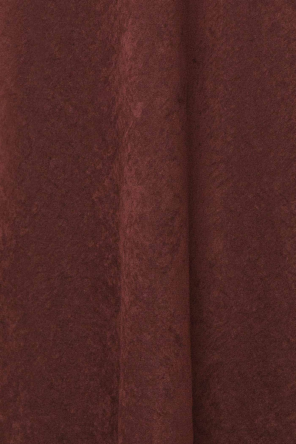 Kaissa | Brown Faux Suede Cowl Neck Midi Slip Dress