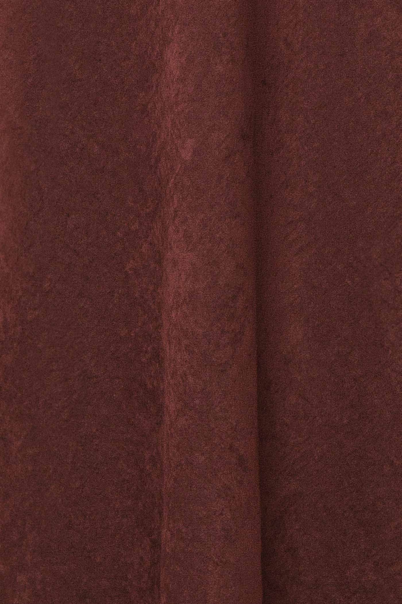 Kaissa | Brown Faux Suede Cowl Neck Midi Slip Dress