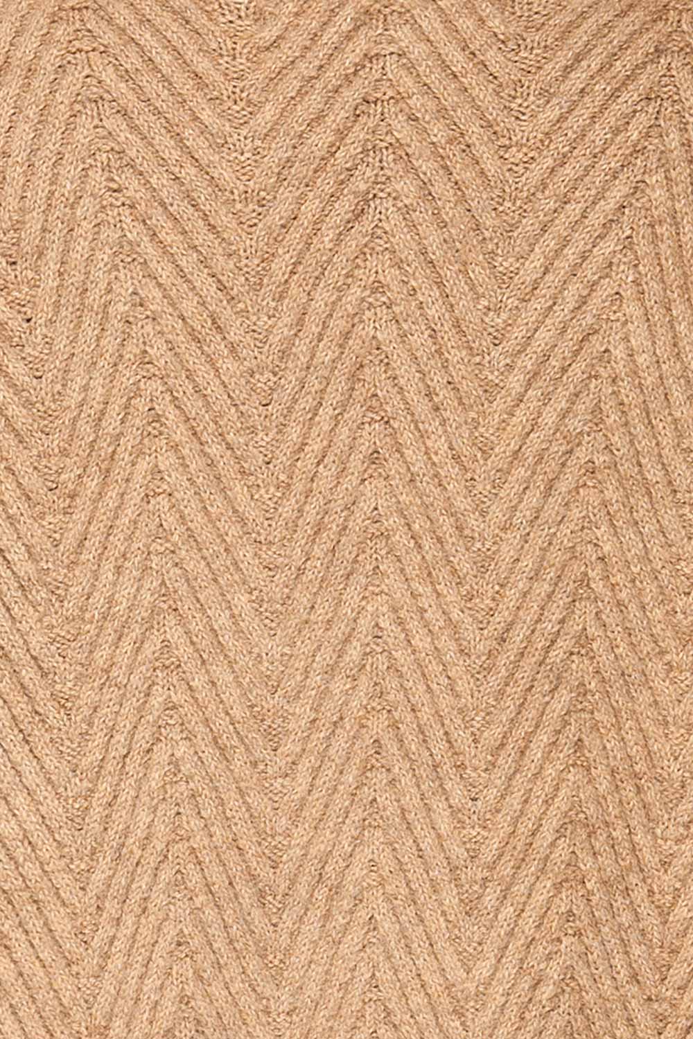 Kastamonu | Beige Herringbone Knit Long Cardigan