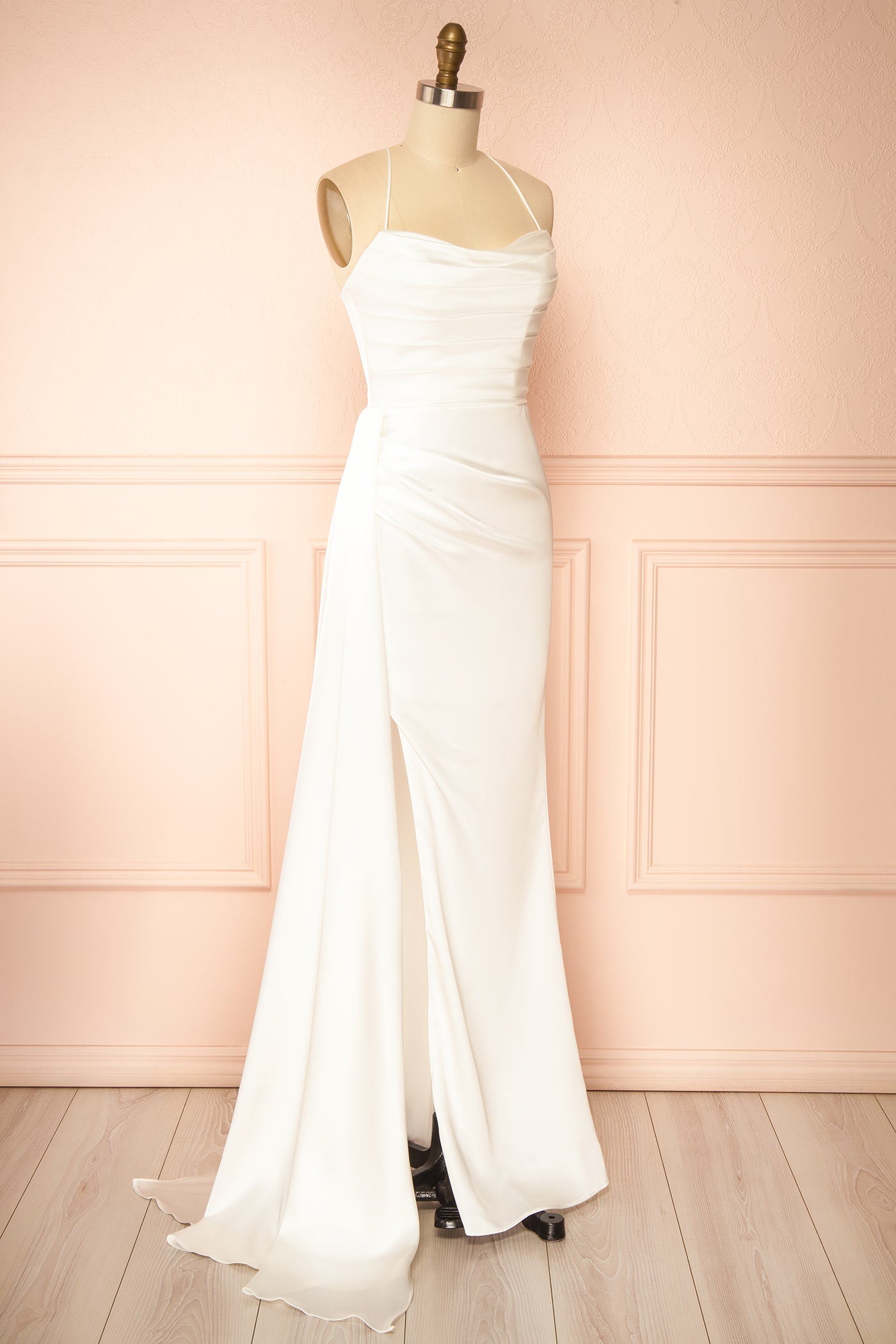 Kasumi | Ivory Satin Maxi Wedding Dress with Slit