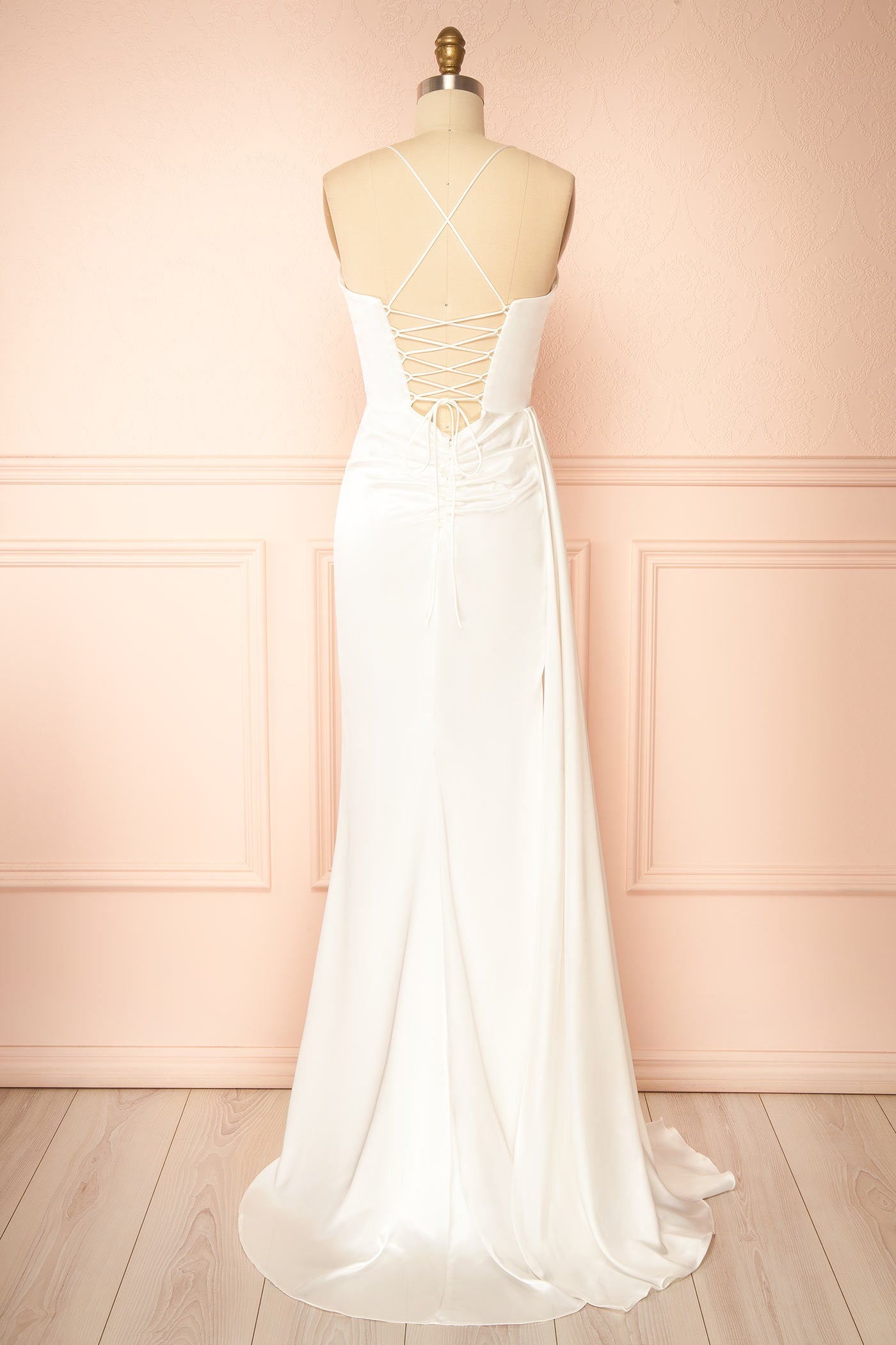 Kasumi | Ivory Satin Maxi Wedding Dress with Slit