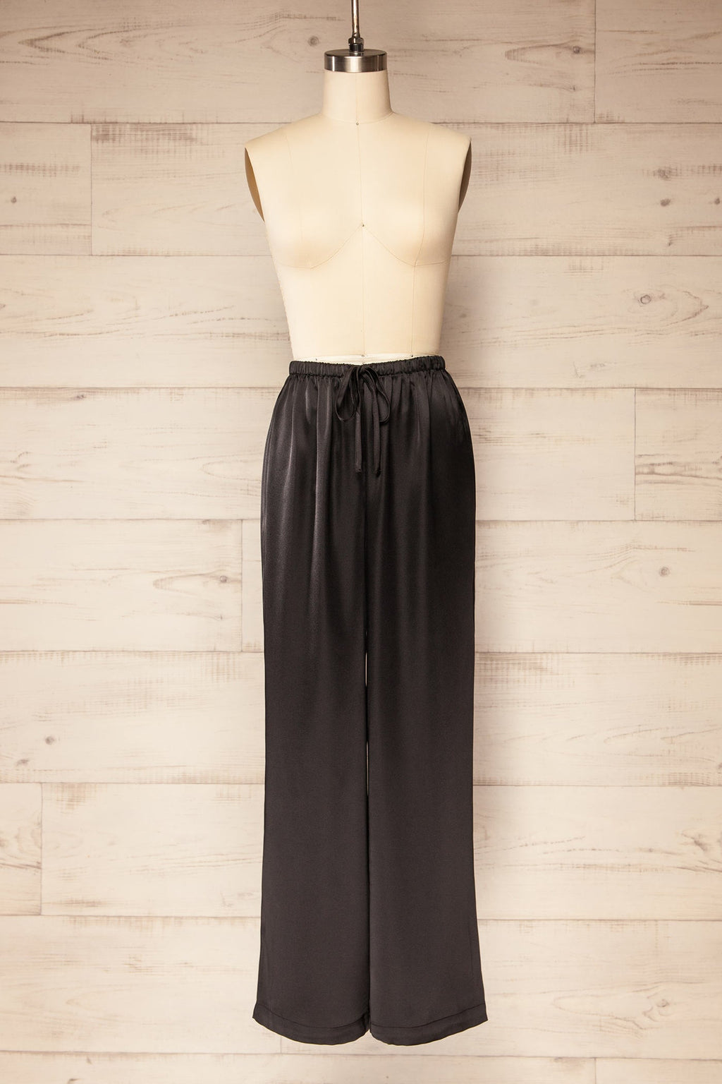 Katihar Black | Satin Straight Leg Pants