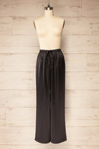 Katihar Black | Satin Straight Leg Pants