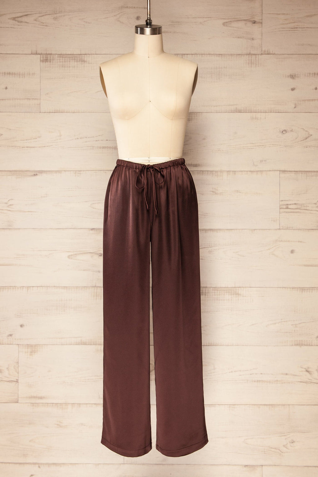Katihar Brown | Satin Straight Leg Pants